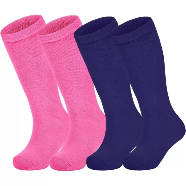 Zando 4 Pairs Kids Soccer Socks Baseball Softball Socks Youth Athletic Socks Boys Girls Knee High Socks 4-10 Years