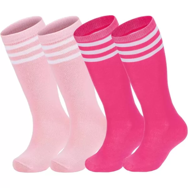Zando 4 Pairs Kids Soccer Socks Baseball Softball Socks Youth Athletic Socks Boys Girls Knee High Socks 4-10 Years
