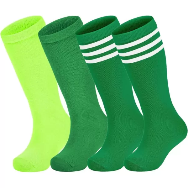 Zando 4 Pairs Kids Soccer Socks Baseball Softball Socks Youth Athletic Socks Boys Girls Knee High Socks 4-10 Years