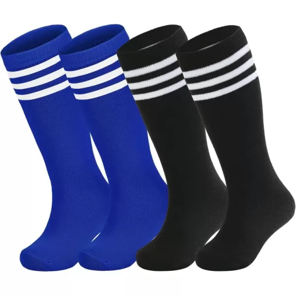 Zando 4 Pairs Kids Soccer Socks Baseball Softball Socks Youth Athletic Socks Boys Girls Knee High Socks 4-10 Years