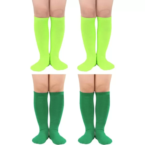 Zando 4 Pairs Kids Soccer Socks Baseball Softball Socks Youth Athletic Socks Boys Girls Knee High Socks 4-10 Years