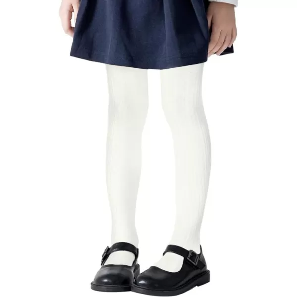 Zando Baby Tights Cable Knit Leggings Cotton Pantyhose Seamless Stockings Cream White Tights for Newborn Toddler and Kids