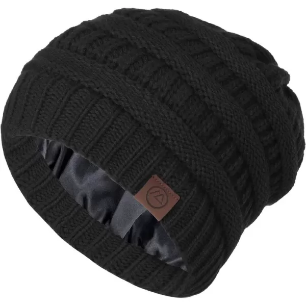 Zando Beanies Women Satin Lined Beanie for Women Warm Winter Hats for Women Thick Knit Beanies for Winter