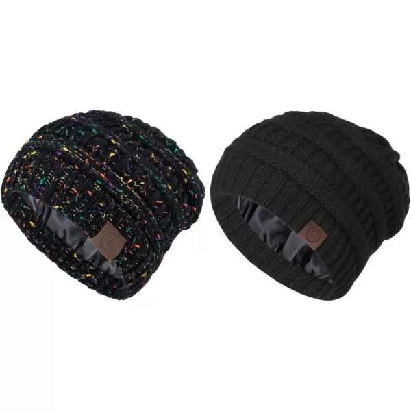 Zando Beanies Women Satin Lined Beanie for Women Warm Winter Hats for Women Thick Knit Beanies for Winter