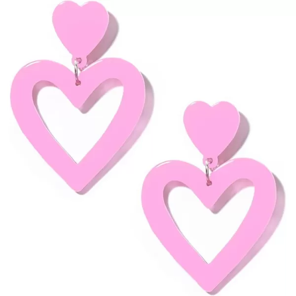 Zando Double Heart Earrings Dangle Statement Earrings for Women 80s Jewelry Accessory Party Valentine Mother's Day Gift