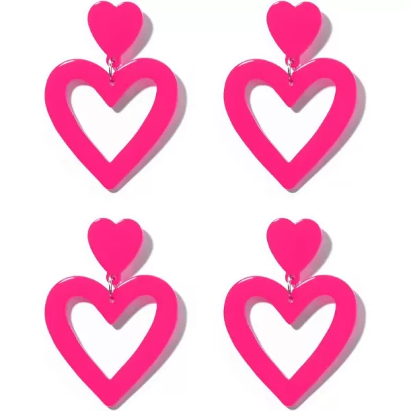 Zando Double Heart Earrings Dangle Statement Earrings for Women 80s Jewelry Accessory Party Valentine Mother's Day Gift
