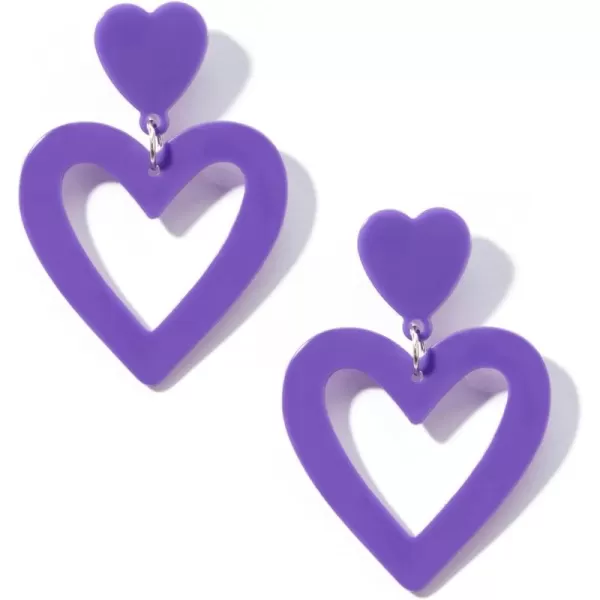 Zando Double Heart Earrings Dangle Statement Earrings for Women 80s Jewelry Accessory Party Valentine Mother's Day Gift