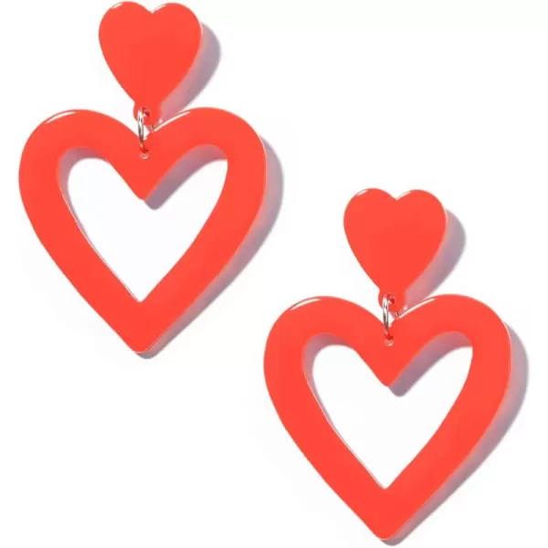Zando Double Heart Earrings Dangle Statement Earrings for Women 80s Jewelry Accessory Party Valentine Mother's Day Gift