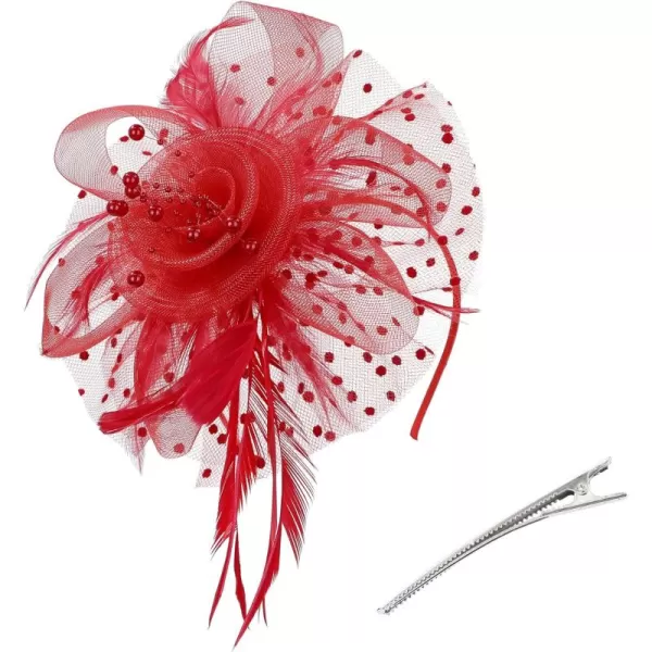 Zando Fascinators for Women Tea Party Hat Kentucky Derby Hats Flower Mesh Feathers Headband Headwear Hair Clip for Girls
