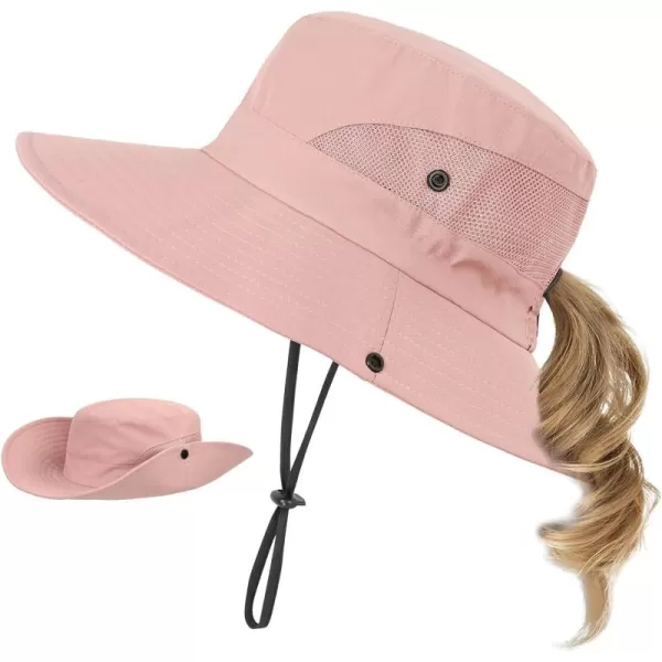 Zando Kids Bucket Hat Girls Sun Hat with Ponytail Hole UPF 50 Outdoor Hat Wide Brim Beach Summer Cap for Kids Ags 4-12