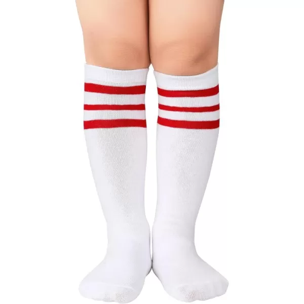 Zando Kids Child Cotton Three Stripes Sport Soccer Team Socks Uniform Tube Cute Knee High Stocking for Boys Girls