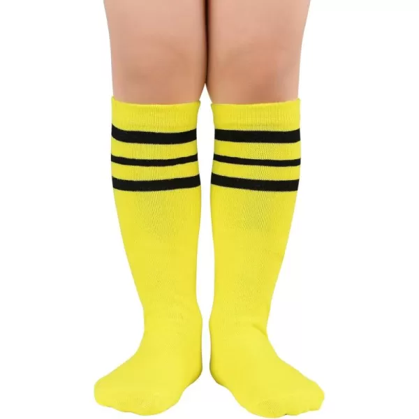 Zando Kids Child Cotton Three Stripes Sport Soccer Team Socks Uniform Tube Cute Knee High Stocking for Boys Girls