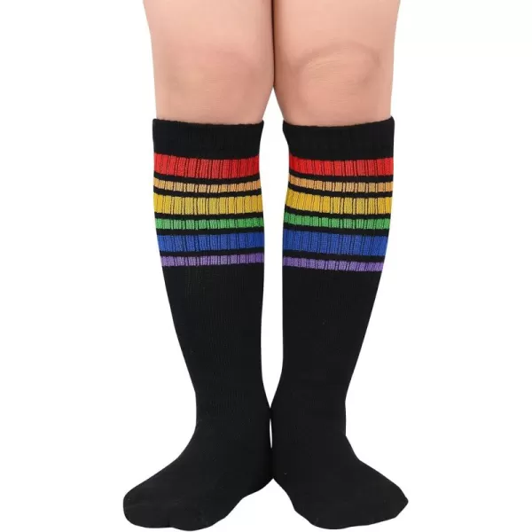 Zando Kids Child Cotton Three Stripes Sport Soccer Team Socks Uniform Tube Cute Knee High Stocking for Boys Girls