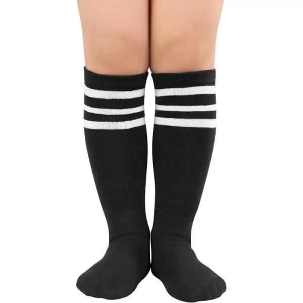 Zando Kids Child Cotton Three Stripes Sport Soccer Team Socks Uniform Tube Cute Knee High Stocking for Boys Girls