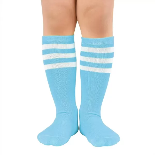 Zando Kids Child Cotton Three Stripes Sport Soccer Team Socks Uniform Tube Cute Knee High Stocking for Boys Girls