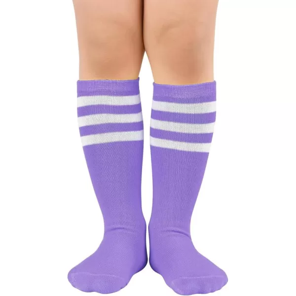 Zando Kids Child Cotton Three Stripes Sport Soccer Team Socks Uniform Tube Cute Knee High Stocking for Boys Girls