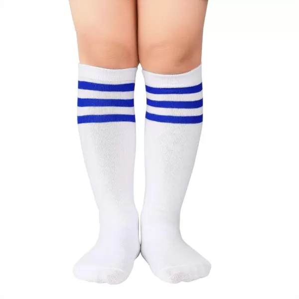 Zando Kids Child Cotton Three Stripes Sport Soccer Team Socks Uniform Tube Cute Knee High Stocking for Boys Girls