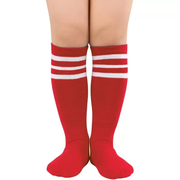 Zando Kids Child Cotton Three Stripes Sport Soccer Team Socks Uniform Tube Cute Knee High Stocking for Boys Girls