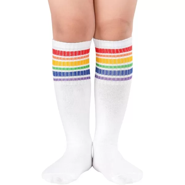 Zando Kids Child Cotton Three Stripes Sport Soccer Team Socks Uniform Tube Cute Knee High Stocking for Boys Girls