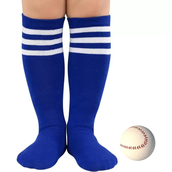 Zando Kids Child Cotton Three Stripes Sport Soccer Team Socks Uniform Tube Cute Knee High Stocking for Boys Girls
