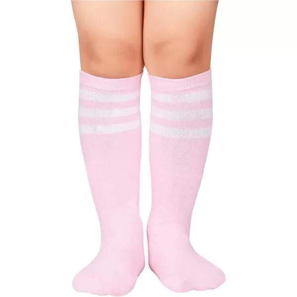 Zando Kids Child Cotton Three Stripes Sport Soccer Team Socks Uniform Tube Cute Knee High Stocking for Boys Girls