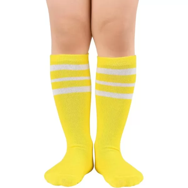 Zando Kids Child Cotton Three Stripes Sport Soccer Team Socks Uniform Tube Cute Knee High Stocking for Boys Girls