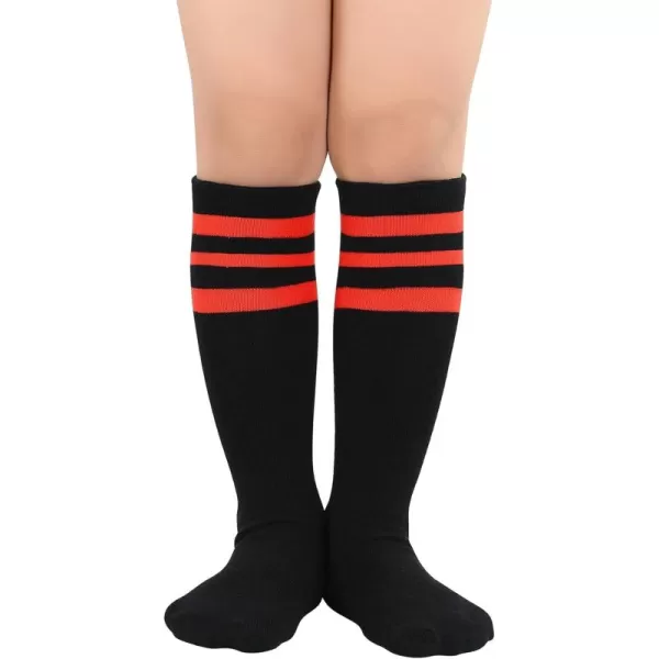 Zando Kids Child Cotton Three Stripes Sport Soccer Team Socks Uniform Tube Cute Knee High Stocking for Boys Girls