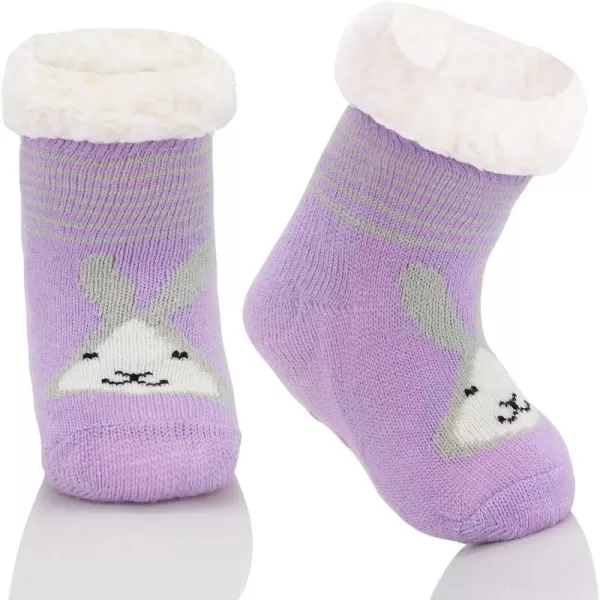 Zando Kids Girls Boys Slipper Socks Christmas Warm Fleece Fuzzy Socks Non-Skid Children Animal Thick Grip Fluffy Socks