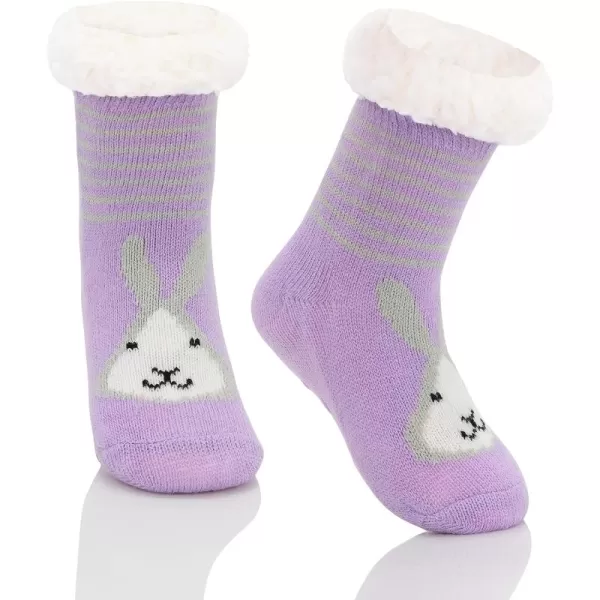 Zando Kids Girls Boys Slipper Socks Christmas Warm Fleece Fuzzy Socks Non-Skid Children Animal Thick Grip Fluffy Socks