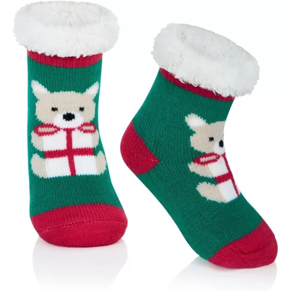 Zando Kids Girls Boys Slipper Socks Christmas Warm Fleece Fuzzy Socks Non-Skid Children Animal Thick Grip Fluffy Socks