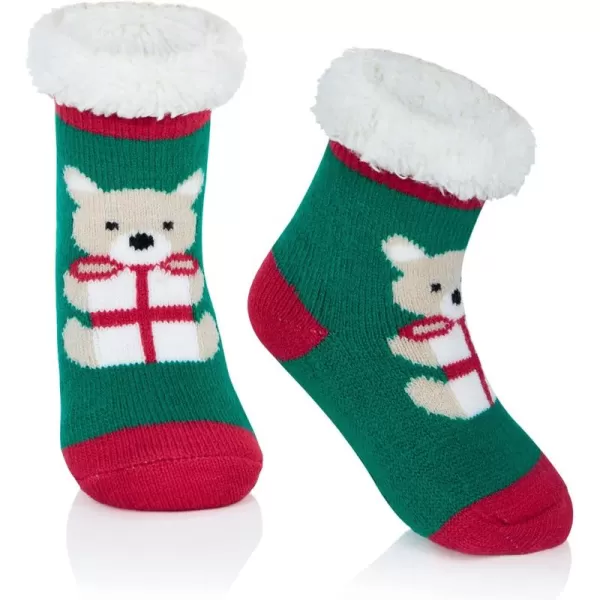 Zando Kids Girls Boys Slipper Socks Christmas Warm Fleece Fuzzy Socks Non-Skid Children Animal Thick Grip Fluffy Socks