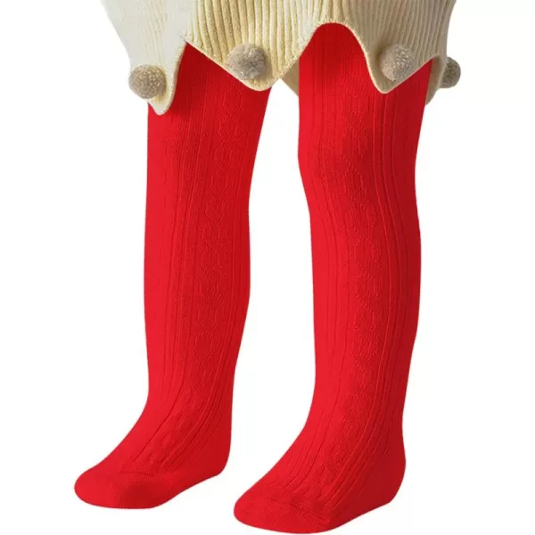 Zando Opaque Cotton Tights for Baby Girls, Infants &amp; Toddlers, Cozy Winter Leggings with Cable Knit Design, Size 0-3M to 6-7T