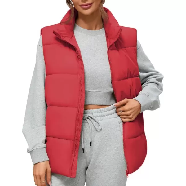 Zando Puffer Vest Women Outerwear Vests Sleeveless Stand Collar Oversized Zip Up Padded Puffy Winter Gilet Jacket Coat