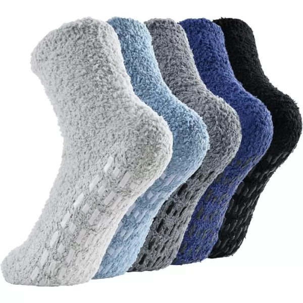 Zando Slipper Socks for Men Non Slip Fluffy Socks Warm Fuzzy Socks with Grip
