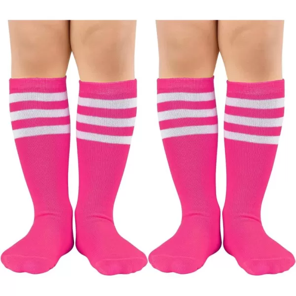 Zando Toddler Soccer Socks Boys Girls Knee High Striped Tube Socks Kids School Uniform Dress Socks Athletic Long Socks