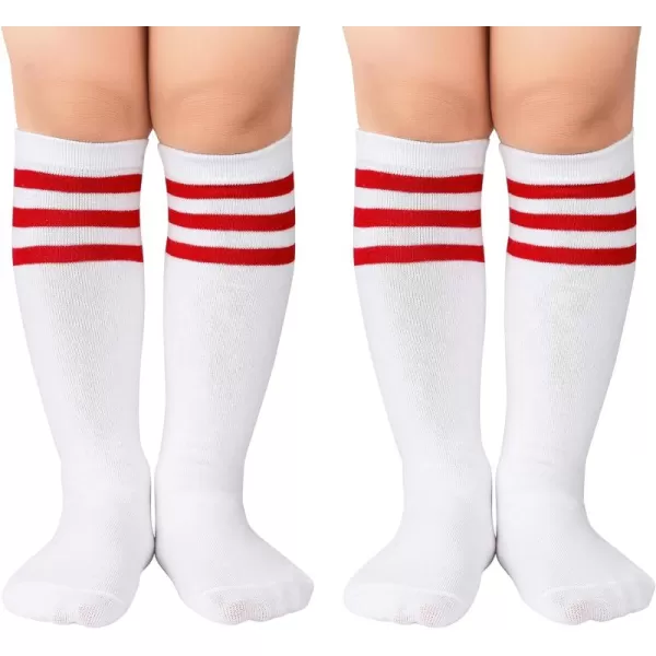 Zando Toddler Soccer Socks Boys Girls Knee High Striped Tube Socks Kids School Uniform Dress Socks Athletic Long Socks
