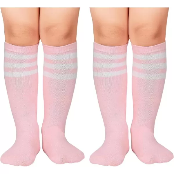 Zando Toddler Soccer Socks Boys Girls Knee High Striped Tube Socks Kids School Uniform Dress Socks Athletic Long Socks