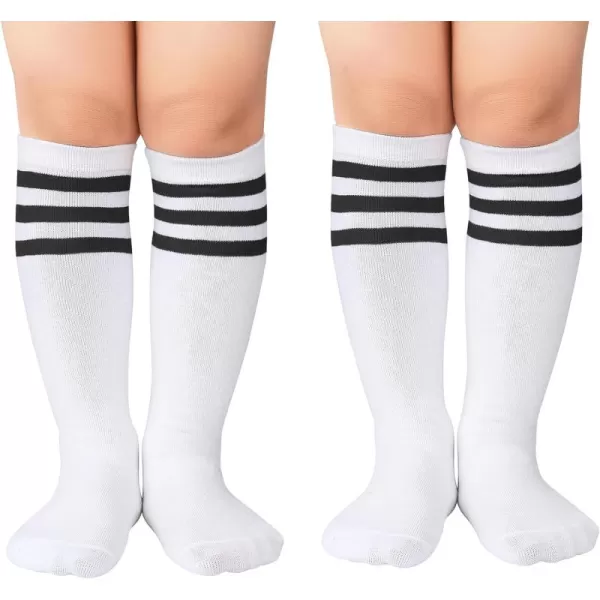 Zando Toddler Soccer Socks Boys Girls Knee High Striped Tube Socks Kids School Uniform Dress Socks Athletic Long Socks