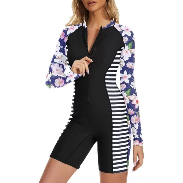 Zando UPF 50+ Long Sleeve Bathing Suit for Women Rash Guard Swimsuit Women One Piece Boyleg Surfing Shirts Rashguard