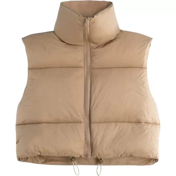 Zando Women Cropped Puffer Vest Sleeveless Lightweight Warm Vest Outerwear Full Zip Stand Collar Vest Jacket