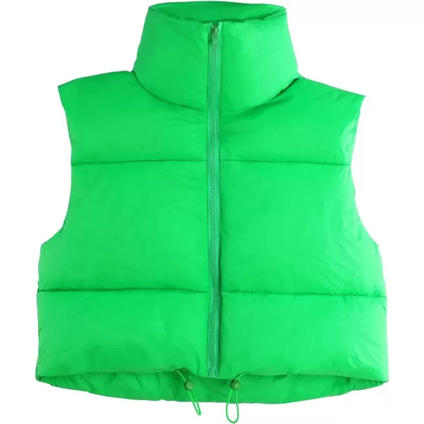 Zando Women Cropped Puffer Vest Sleeveless Lightweight Warm Vest Outerwear Full Zip Stand Collar Vest Jacket