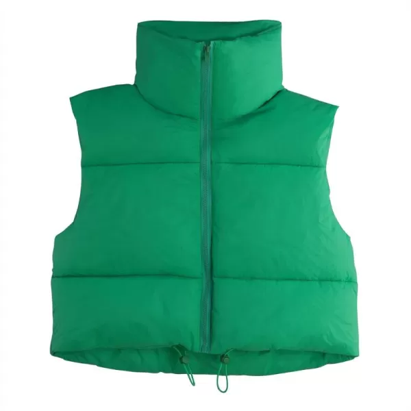 Zando Women Cropped Puffer Vest Sleeveless Lightweight Warm Vest Outerwear Full Zip Stand Collar Vest Jacket