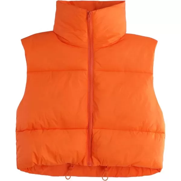 Zando Women Cropped Puffer Vest Sleeveless Lightweight Warm Vest Outerwear Full Zip Stand Collar Vest Jacket