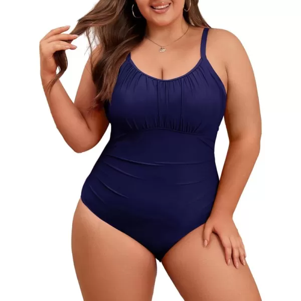 Zando Women Plus Size One Piece Swimsuit Women Tummy Control Bathing Suit Vintage Swim Suits Twist Front Ruched Swimwear