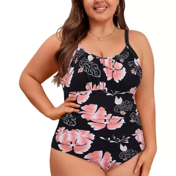 Zando Women Plus Size One Piece Swimsuit Women Tummy Control Bathing Suit Vintage Swim Suits Twist Front Ruched Swimwear