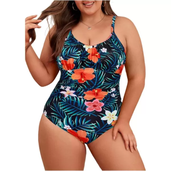 Zando Women Plus Size One Piece Swimsuit Women Tummy Control Bathing Suit Vintage Swim Suits Twist Front Ruched Swimwear