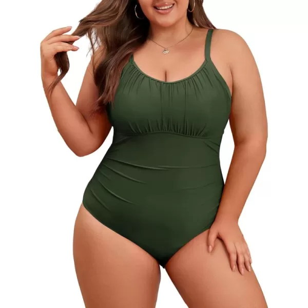 Zando Women Plus Size One Piece Swimsuit Women Tummy Control Bathing Suit Vintage Swim Suits Twist Front Ruched Swimwear