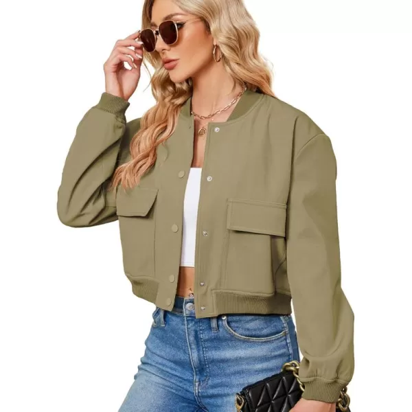 Zando Womens Bomber Jacket Button Down Short Cropped Jackets Long Sleeve Baseball Varsity Jacket Casual Jackets with Pockets
