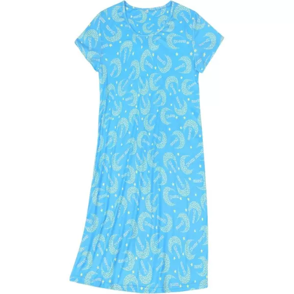 Zando Womens Nightgowns Cartoon Printed Sleep Shirts Cotton Night Gowns Casual Sleepwear Cute Pajamas Long Sleepdress