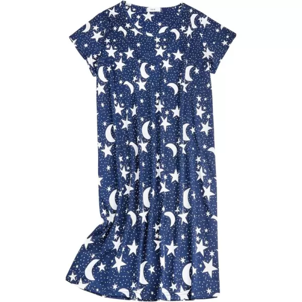 Zando Womens Nightgowns Cartoon Printed Sleep Shirts Cotton Night Gowns Casual Sleepwear Cute Pajamas Long Sleepdress